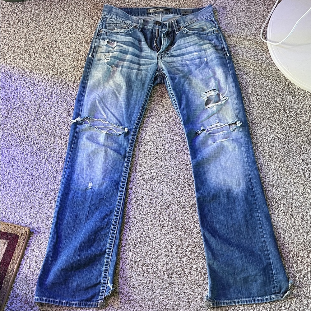 Buckle Carter Distressed Blue Jeans for Men